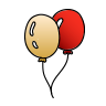 icono de dos globos uno dorado y otro rojo