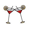 icono de dos copas de cocktel brindando